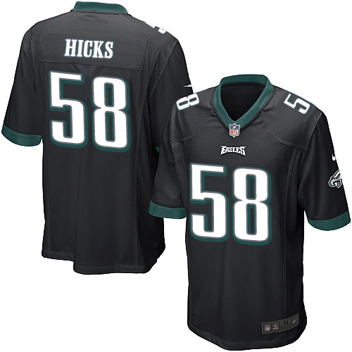 Men's Game Jordan Hicks Nike Jersey Black Alternate - #58 NFL Philadelphia Eagles